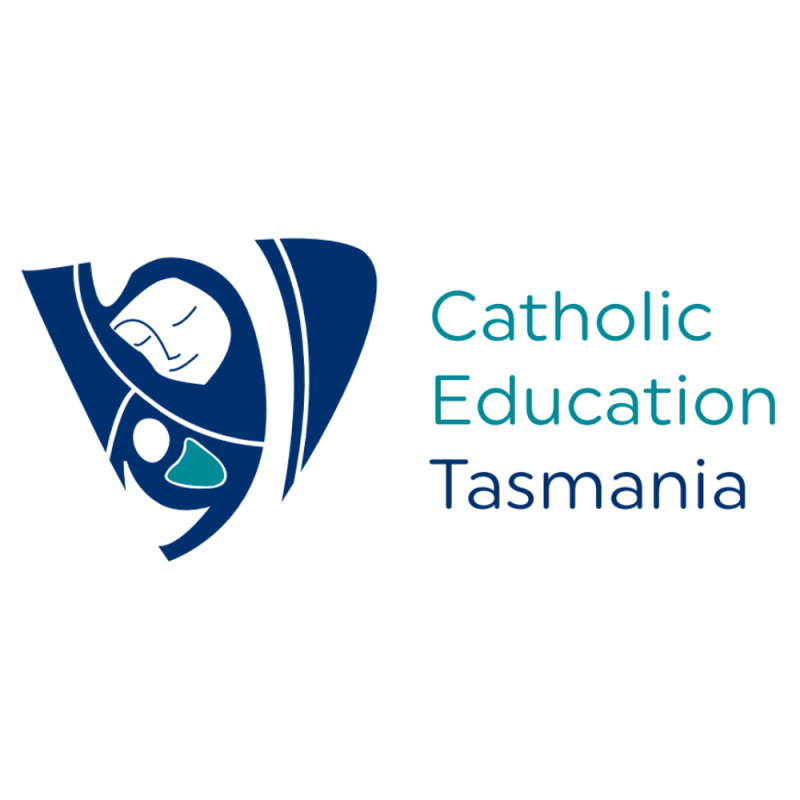 Catholic Education Tasmania logo featuring a stylised blue and teal parent-and-child symbol alongside the text “Catholic Education Tasmania”.