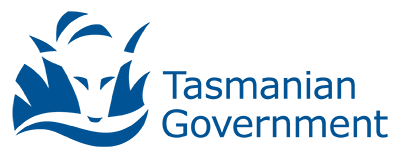 Tasmanian Tiger to the left with the words Tasmanian Government to the right