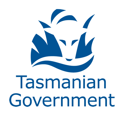Tasmanian tiger on top with the words Tasmanian Government beneath to create the logo