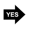 black arrow pointing to the right with the word yes in it