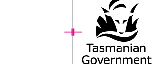 Tasmanian Government logo consisting of a stylised Tasmanian Tiger looking through grass to the rivers edge with the words Tasmanian Government sitting below to the right and indicating space to the left where partner logo goes